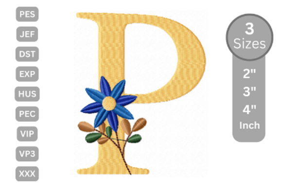 A Botanical Letter P for Elegant Personalized Embroidery