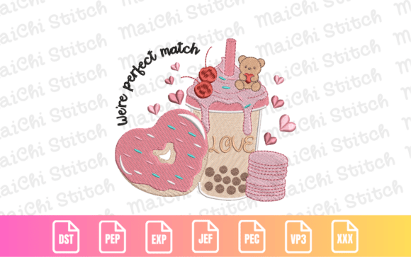 Adorable Valentine Boba Donut Embroidery Design: A Designer’s Review
