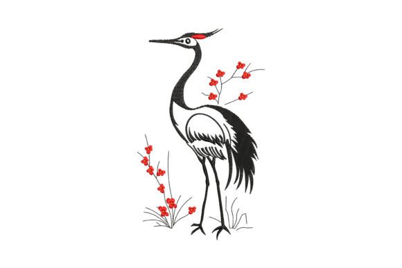 Reviewing the Red Crowned Crane Bird Embroidery Design for Boutique Apparel