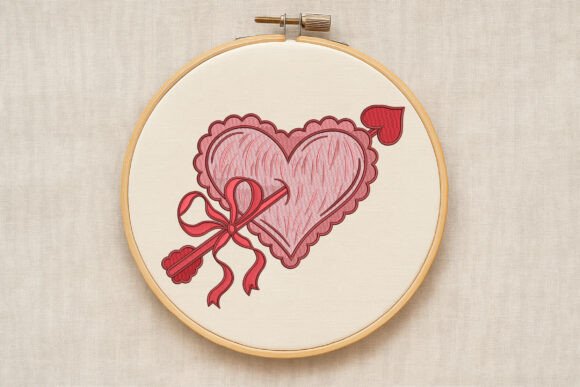 Scalloped Heart Bow Valentine Embroidery Design Review