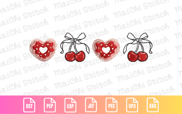 Sweet Charm: Valentine Heart Cookies Cherry Bow Embroidery Review
