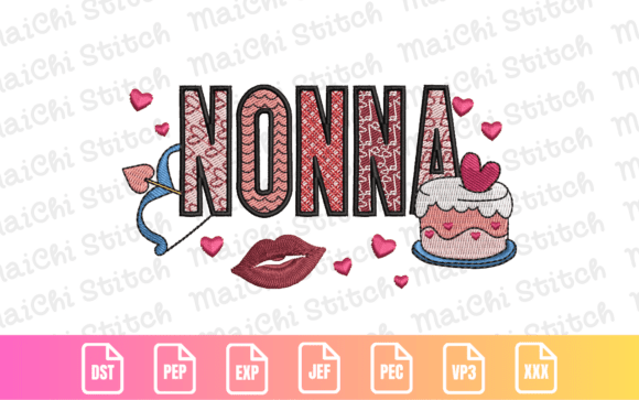 Valentine Nonna Embroidery Design for Boutique Apparel
